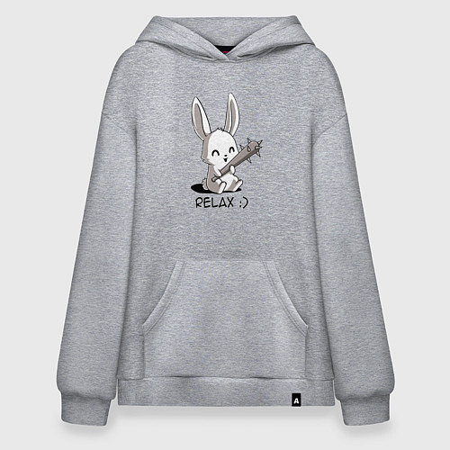 Худи оверсайз Милый зайчик с дубинкой / Меланж – фото 1