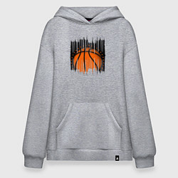 Толстовка-худи оверсайз Баскетбольный мяч в разрыве, цвет: меланж