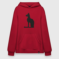 Толстовка-худи оверсайз Силуэт черной кошки, Египетская богиня Бастет, цвет: красный