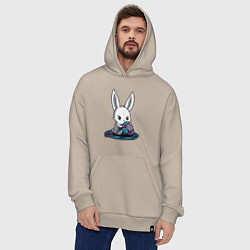 Толстовка-худи оверсайз Зайчонок обнял клубки The bunny hugged the balls, цвет: миндальный — фото 2