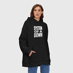 Толстовка-худи оверсайз System of a Down логотип, цвет: черный — фото 2