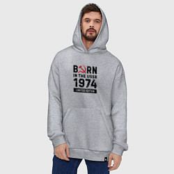 Толстовка-худи оверсайз Born In The USSR 1974 Limited Edition, цвет: меланж — фото 2