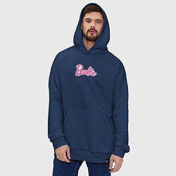 Толстовка-худи оверсайз Barbie logo, цвет: тёмно-синий — фото 2