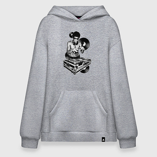 Худи оверсайз Bruce Lee - Vinyl Dj / Меланж – фото 1