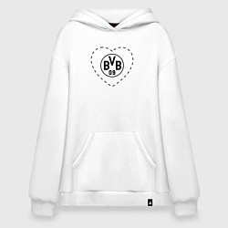 Толстовка-худи оверсайз Лого Borussia в сердечке, цвет: белый