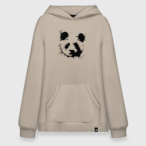 Худи оверсайз Прикольный панда - клякса / Миндальный – фото 1