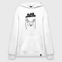Толстовка-худи оверсайз Black Sabbath - rock cat, цвет: белый