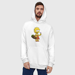 Толстовка-худи оверсайз Lisa Simpson с гусеницей на даче, цвет: белый — фото 2