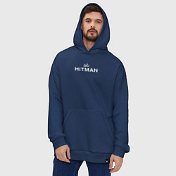 Толстовка-худи оверсайз Hitman - лого, цвет: тёмно-синий — фото 2