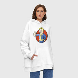 Толстовка-худи оверсайз Vault boy like, цвет: белый — фото 2