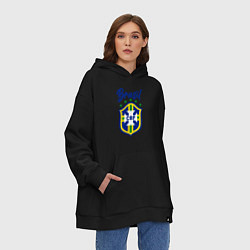 Толстовка-худи оверсайз Brasil Football, цвет: черный — фото 2