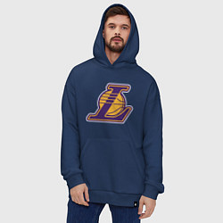 Толстовка-худи оверсайз Los Angeles Lakers NBA logo, цвет: тёмно-синий — фото 2