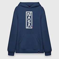 Толстовка-худи оверсайз Наса - logo, цвет: тёмно-синий