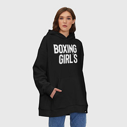 Толстовка-худи оверсайз Boxing girls, цвет: черный — фото 2