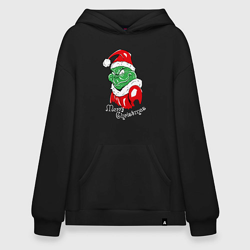 Худи оверсайз Merry Christmas, Santa Claus Grinch / Черный – фото 1