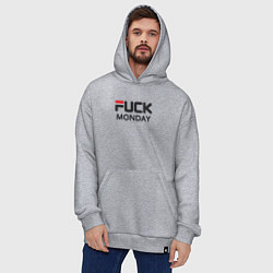 Толстовка-худи оверсайз Fuck monday, anti-brand, fila, цвет: меланж — фото 2