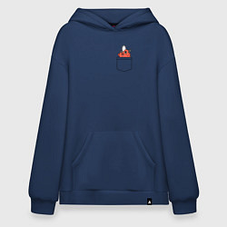Толстовка-худи оверсайз Пачита в кармашке - Человек бензопила, цвет: тёмно-синий