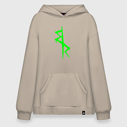 Толстовка-худи оверсайз Logotype - Cyberpunk: Edgerunners, цвет: миндальный