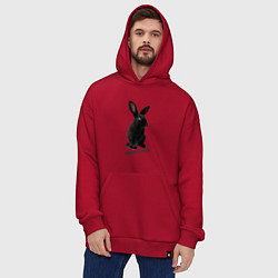 Толстовка-худи оверсайз Приношу счастье, черный кролик, символ 2023 года, цвет: красный — фото 2