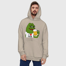 Толстовка-худи оверсайз Drink Pepe, цвет: миндальный — фото 2