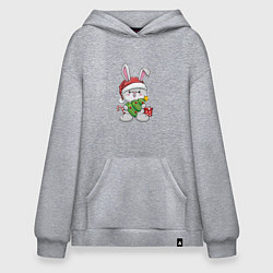 Толстовка-худи оверсайз Зайчик с ёлочкой, цвет: меланж