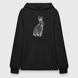 Толстовка-худи оверсайз Нарисованный кролик, цвет: черный