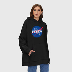 Толстовка-худи оверсайз Nasa - pizza, цвет: черный — фото 2