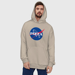 Толстовка-худи оверсайз Nasa - pizza, цвет: миндальный — фото 2