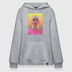 Толстовка-худи оверсайз Девушка меломан, цвет: меланж