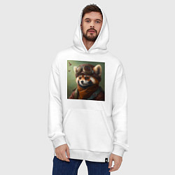 Толстовка-худи оверсайз Пилот енот, цвет: белый — фото 2