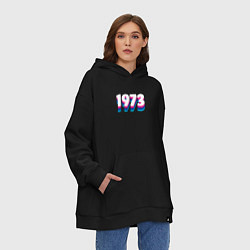 Толстовка-худи оверсайз Made in 1973 vintage art, цвет: черный — фото 2