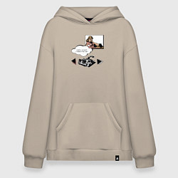 Толстовка-худи оверсайз Поп арт девушка вызывает Делориан, цвет: миндальный