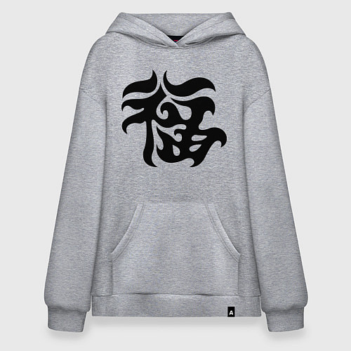 Худи оверсайз Японский иероглиф - Удача / Меланж – фото 1