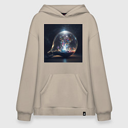 Толстовка-худи оверсайз Волшебство в космосе, цвет: миндальный