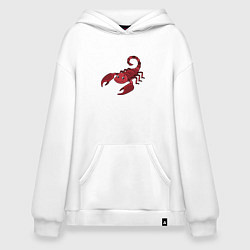 Толстовка-худи оверсайз Мультяшный скорпион, цвет: белый