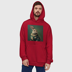 Толстовка-худи оверсайз Модный кролик, цвет: красный — фото 2