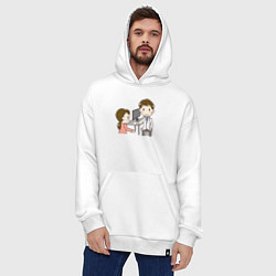 Толстовка-худи оверсайз Врач и пациентка, цвет: белый — фото 2