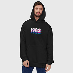 Толстовка-худи оверсайз Made in 1982 vintage art, цвет: черный — фото 2