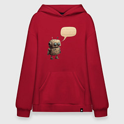 Толстовка-худи оверсайз Мысли робота, цвет: красный