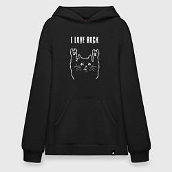 Худи оверсайз I love rock рок кот