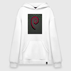 Толстовка-худи оверсайз Debian Linux, цвет: белый