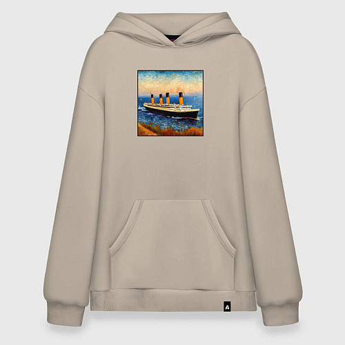 Худи оверсайз Титаник в стиле Ван Гога / Миндальный – фото 1