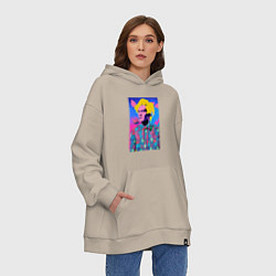 Толстовка-худи оверсайз Andy Warhol - self-portrait - pop art, цвет: миндальный — фото 2
