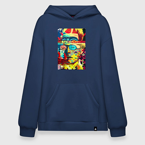 Худи оверсайз Энди Уорхол - поп-арт - автопортрет / Тёмно-синий – фото 1