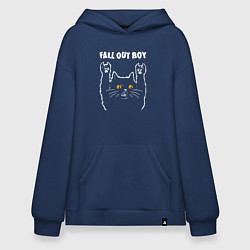 Толстовка-худи оверсайз Fall Out Boy rock cat, цвет: тёмно-синий