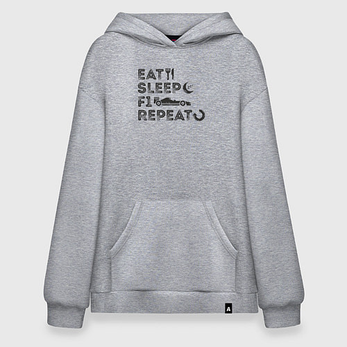 Худи оверсайз Eat sleep F1 / Меланж – фото 1