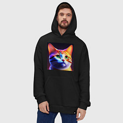Толстовка-худи оверсайз Милый котик с большими глазами, цвет: черный — фото 2