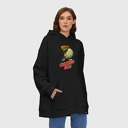 Толстовка-худи оверсайз Chicken Gun logo, цвет: черный — фото 2