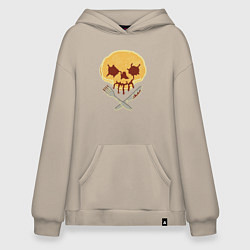 Толстовка-худи оверсайз Dead eggs, цвет: миндальный