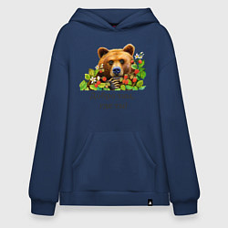 Толстовка-худи оверсайз Медведь добро там где ты, цвет: тёмно-синий